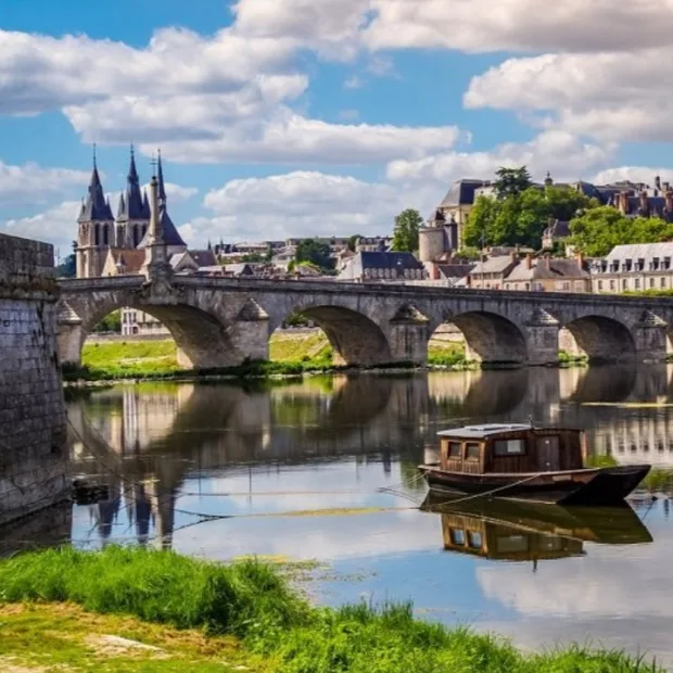 Le pont de Blois sur la Loire et la ville en arrière-plan